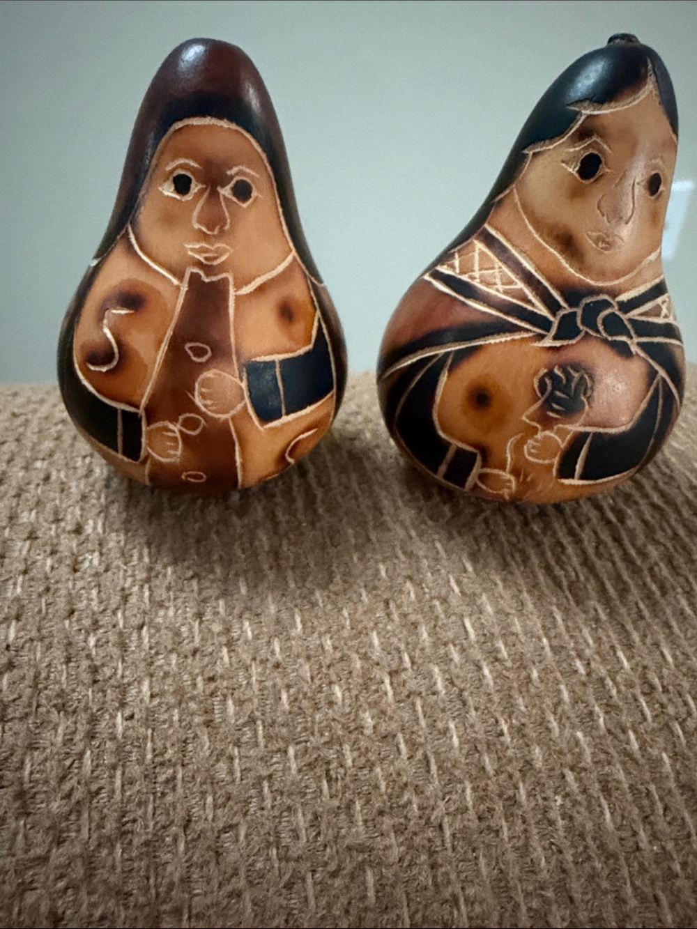 Set of 2 Handcrafted Pachamama and Pachapapa Gourd Figurines